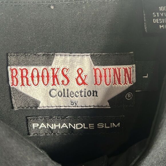 🔥 BROOKS & DUNN Collection Panhandle Slim “Flaming Skull” Western Snap Shirt Lg - Picture 9 of 10